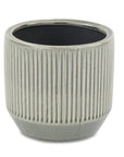 6" Gray Striped Ceramic Indoor Outdoor Round Pot Planter