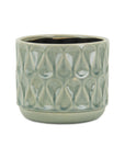 7" Green Geometric Ceramic Indoor Outdoor Round Pot Planter