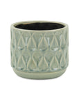 7" Green Geometric Ceramic Indoor Outdoor Round Pot Planter