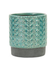 6" Turquoise Geometric Ceramic Indoor Outdoor Round Pot Planter