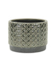 7" Gray Geometric Ceramic Indoor Outdoor Round Pot Planter