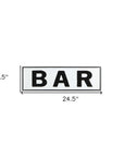 8" X 25" White and Black Handcrafted Bar Metal Wall Decor