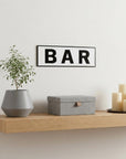 8" X 25" White and Black Handcrafted Bar Metal Wall Decor
