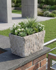 9" Gray Speckle Glaze Cement Indoor Outdoor Rectangular Pot Planter