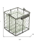 6" Clear and Brown Glass and Metal Lattice Tabletop Lantern Candle Holder