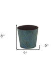 9" Blue Recycled Plastic Indoor Outdoor Round Pot Planter
