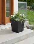 7" Black Recycled Plastic Indoor Outdoor Square Pot Planter