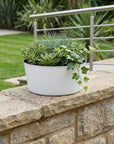 12" White Recycled Plastic Indoor Outdoor Round Pot Planter