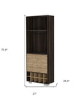 27" Dark Brown Corner Bar Cabinet With Multiple Shelves
