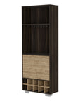 27" Dark Brown Corner Bar Cabinet With Multiple Shelves