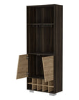 27" Dark Brown Corner Bar Cabinet With Multiple Shelves