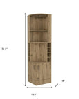 18" Natural Corner Bar Cabinet With Eleven Shelves