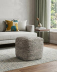 18" Gray Wool Cube Pouf Ottoman