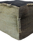 18" Black and Taupe Jute Cube Pouf Ottoman