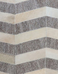 18" Gray and Beige Hair on Hide Cube Chevron Pouf Ottoman