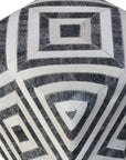 18" Dark Gray and Ivory Hair on Hide Cube Geometric Pouf Ottoman