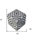 18" Dark Gray and Ivory Hair on Hide Cube Geometric Pouf Ottoman