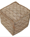 18" Brown Jute Cube Trellis Pouf Ottoman