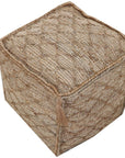 18" Brown Jute Cube Trellis Pouf Ottoman