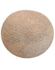 20" Beige Wool Round Ribbed Pouf Ottoman