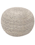 20" Gray Wool Round Ribbed Pouf Ottoman