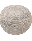 20" Gray Wool Round Ribbed Pouf Ottoman