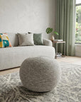 20" Gray Wool Round Ribbed Pouf Ottoman