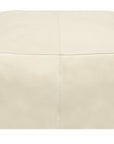 22" Ivory Leather Pouf Ottoman