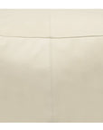 22" Ivory Leather Pouf Ottoman