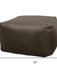 22" Gray Brown Distressed Leather Pouf Ottoman