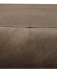 22" Gray Brown Distressed Leather Pouf Ottoman