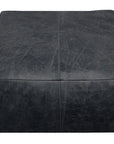 22" Black Distressed Leather Pouf Ottoman