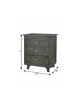 30" Gray Three Drawer Nightstand