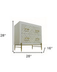28" White Solid Wood Two Drawer Nightstand