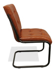 Tufted Cinnamon and Black Upholstered Leather Dining Side Chair