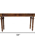 54" Brown Solid Wood Distressed Console Table