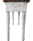 48" Natural and White Solid Wood Distressed Console Table