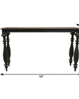 54" Black Solid Wood Distressed Console Table