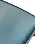 Set of Two Teal Blue and Brown Upholstered Velvet Dining Parsons Chairs