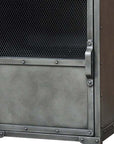 20" Silver Metal Accent Cabinet With Two Shelves
