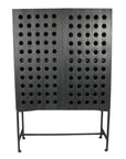 48" Dark Gray Solid Wood and Metal Holey Two Door Accent Chest