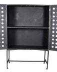 48" Dark Gray Solid Wood and Metal Holey Two Door Accent Chest
