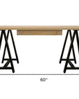 60" Ivory and Black Solid Wood Executive Desk