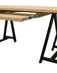 60" Ivory and Black Solid Wood Executive Desk