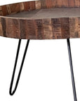 Set Of Two Black And Natural Brown Solid Wood And Iron Round End Tables