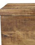 46" Brown and Black Distressed Solid Wood Storage Bench with Flip Top
