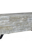 46" Gray and Black Distressed Solid Wood Storage Bench with Flip Top