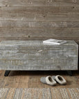 46" Gray and Black Distressed Solid Wood Storage Bench with Flip Top