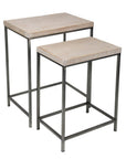 Set of Two 25" Black And Brown Solid Wood Nested Tables