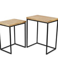 Set of Two 25" Black And Brown Solid Wood Nested Tables